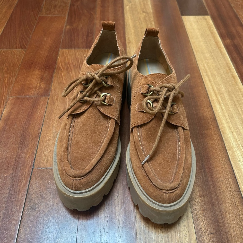 Sam Edelman Brown Suede Platform Monna Loafers. Size 7.5